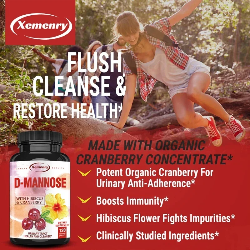 Mannose Urinary Tract Health Formula Organic Cranberry Fruit Powder and Hibiscus Healthy Bladder, Rapid Detoxification Vegan