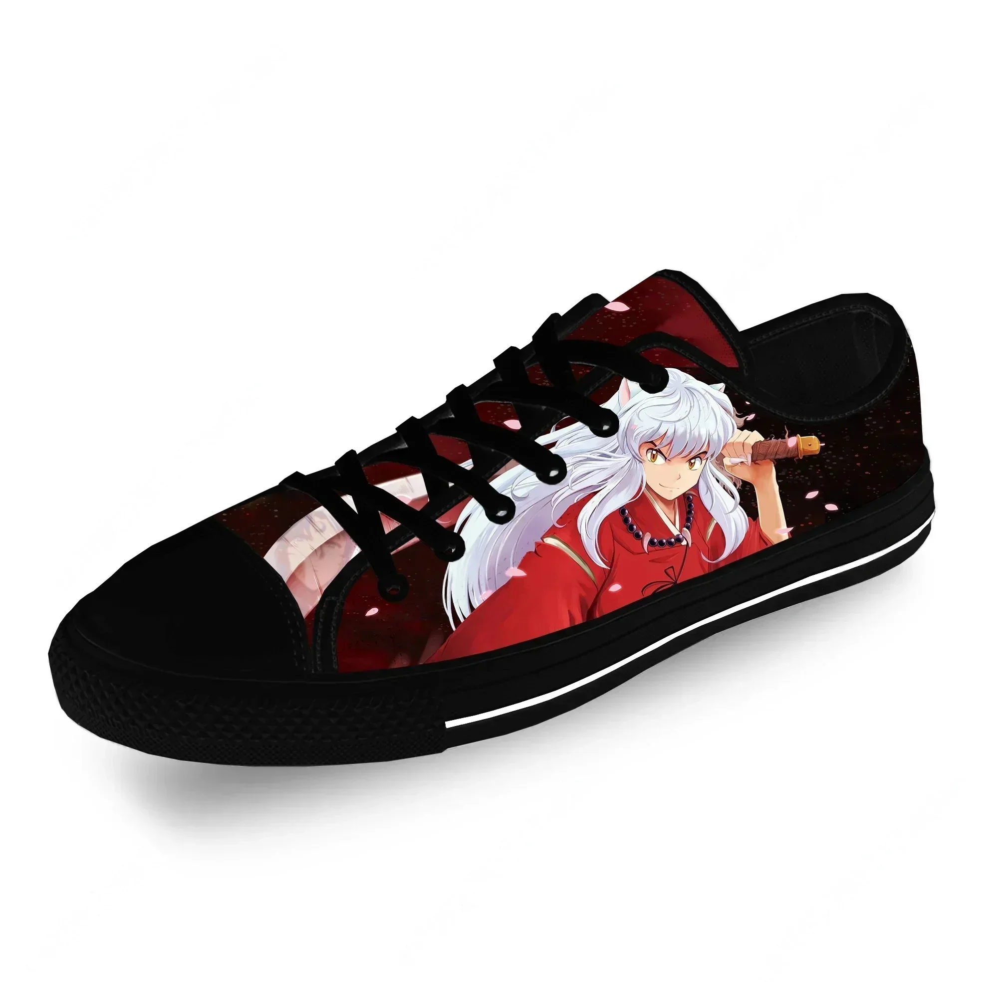 Japanese Anime Manga Inuyasha Funny Fashion Casual Cloth Shoes Low Top Lightweight Breathable 3D Printed Men women Sneakers