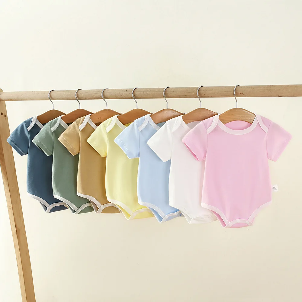 

Unisex Baby Rompers Short Sleeve Summer 2025 New Bodysuit for Newborn 0-24 Months Triangle Snap Crotch Print Outfits
