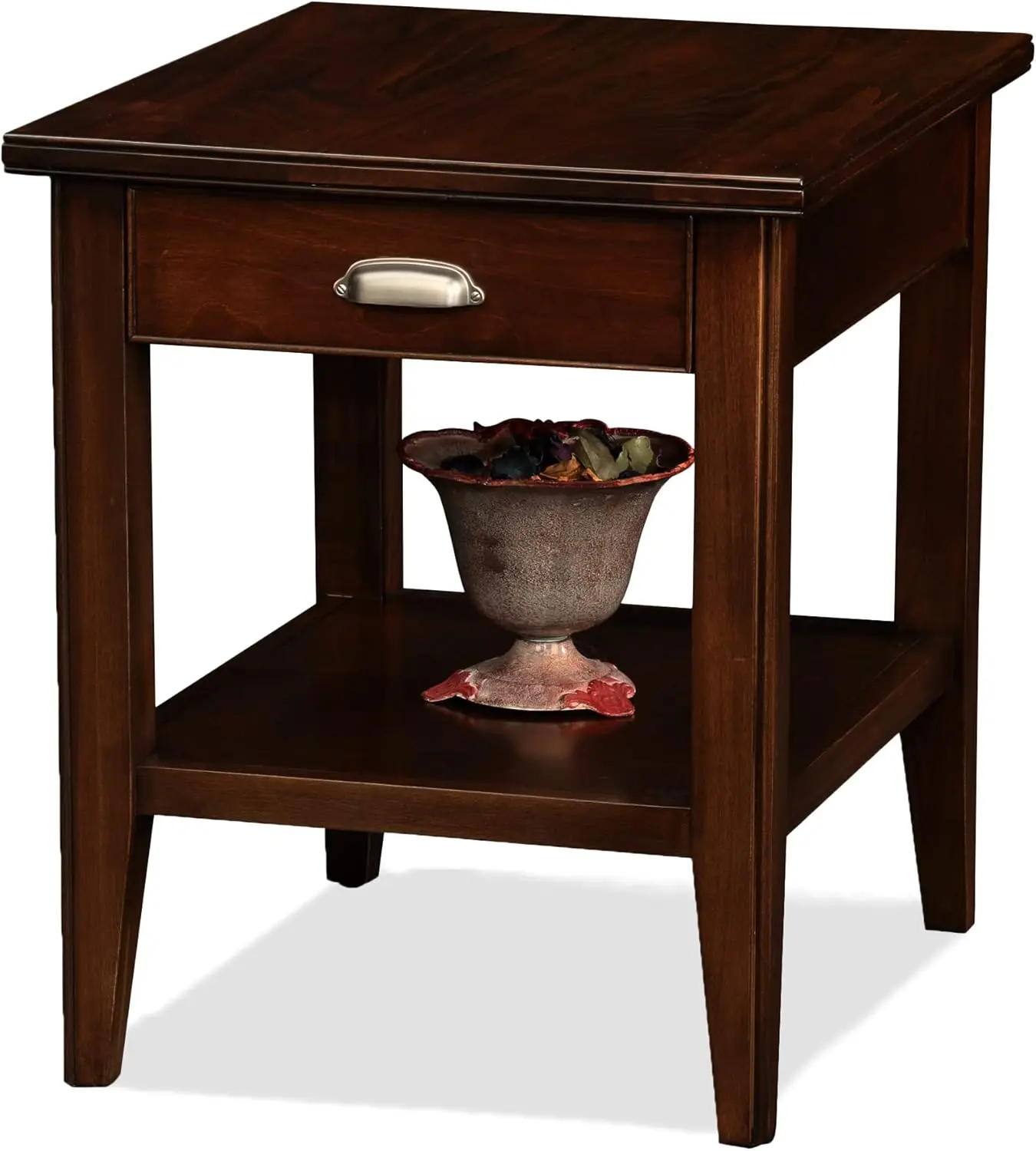 Laurent One Drawer End Table With Shelf, 1 Pack, Chocolate Cherry