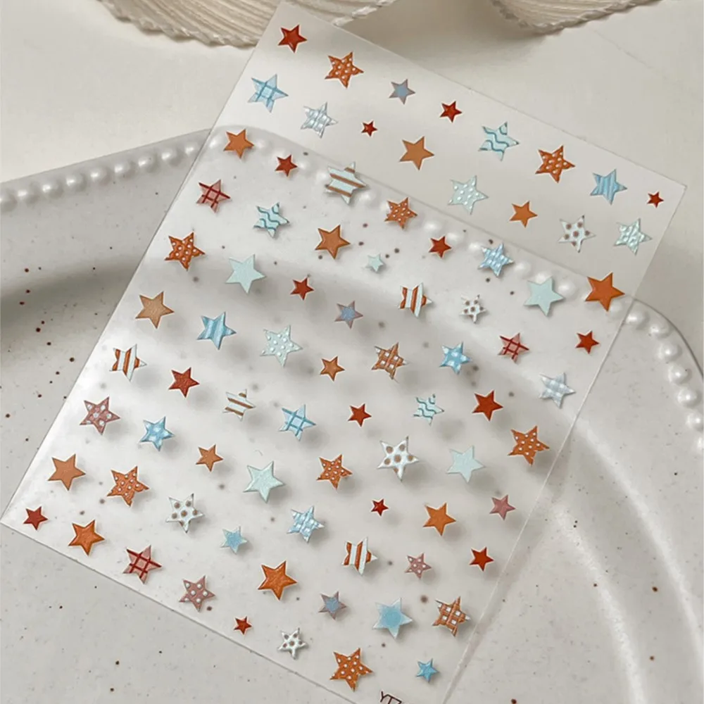 2Pcs/Lot 5D Embossed Relief Pentagram Star Nail Art Decals Five-pointed Star Self Adhesive Nail Stickers DIY Manicure Sliders