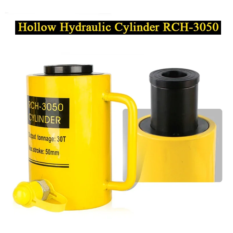 Hollow Silinder Hidrolik RCH-3050 Hydraulic Jack dengan Tonase 30T, Perjalanan Kerja 50Mm