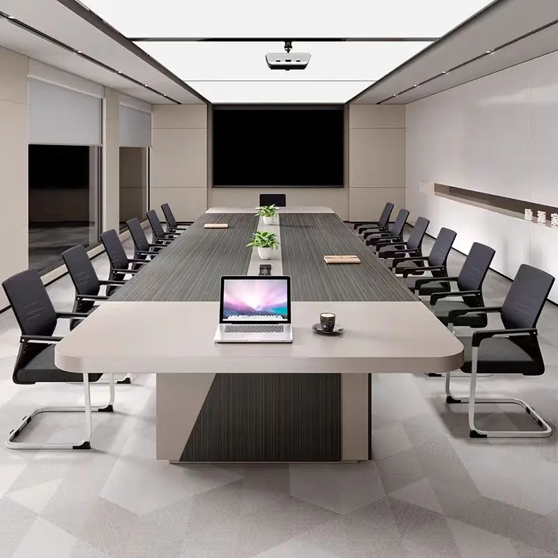 

Classic Long Wood Office Elegant Exclusive White Color Modern Glossy Office Conference Table