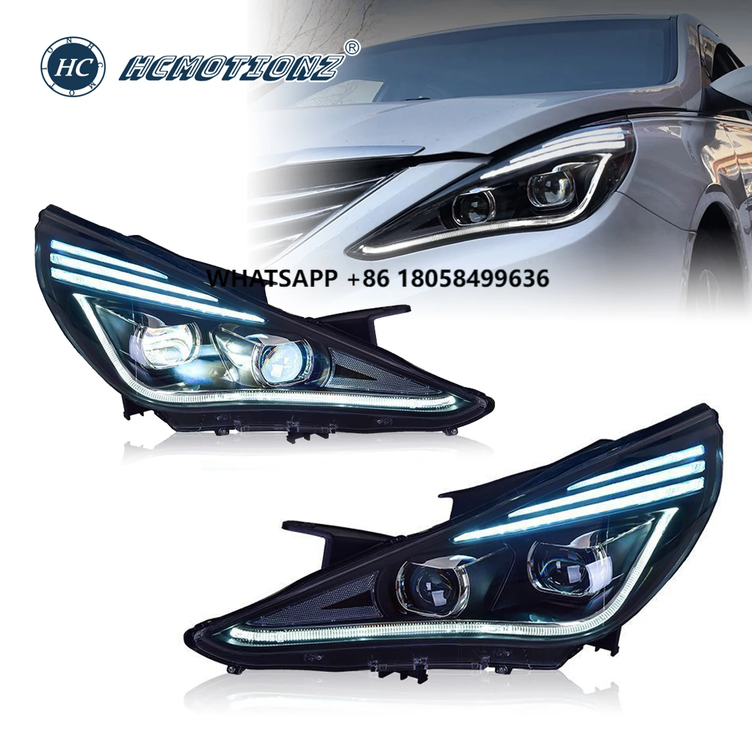 

HCMOTIONZ Factory 6000k Color Front Lights Assembly DRL Head Lamps for yundai Sonata 2011-2014 8th Gen I45 Car Accessories
