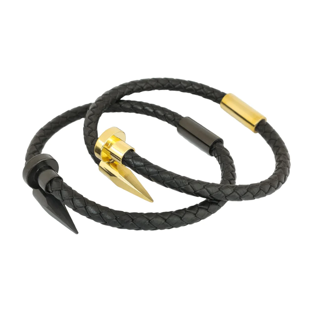 Stainless Steel Nails Magnet Buckle And Woven Cowhide Bracelet Are Suitable For Men Women\'s Jewelry And Beautiful Gift