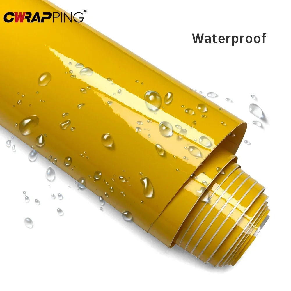 Car Sticker Vinyl Wraping Glossy Vinyl Wrap Waterproof Adhesive Vinyl Yellow Motorcycle Stickers Auto Film Covers for Car Decals