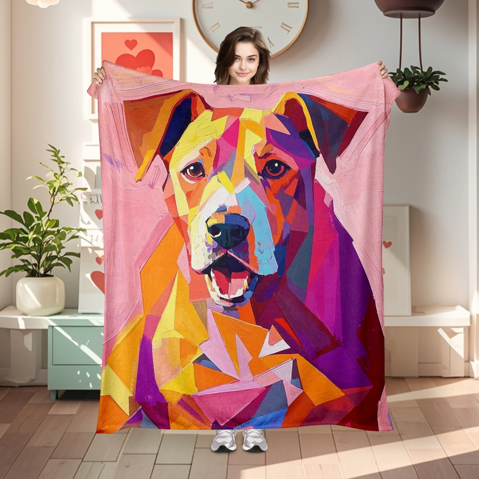 Colorful Geometric Dog Gifts For Besties Unique Blanket Shows Creative Side With Colorful Dog Designs