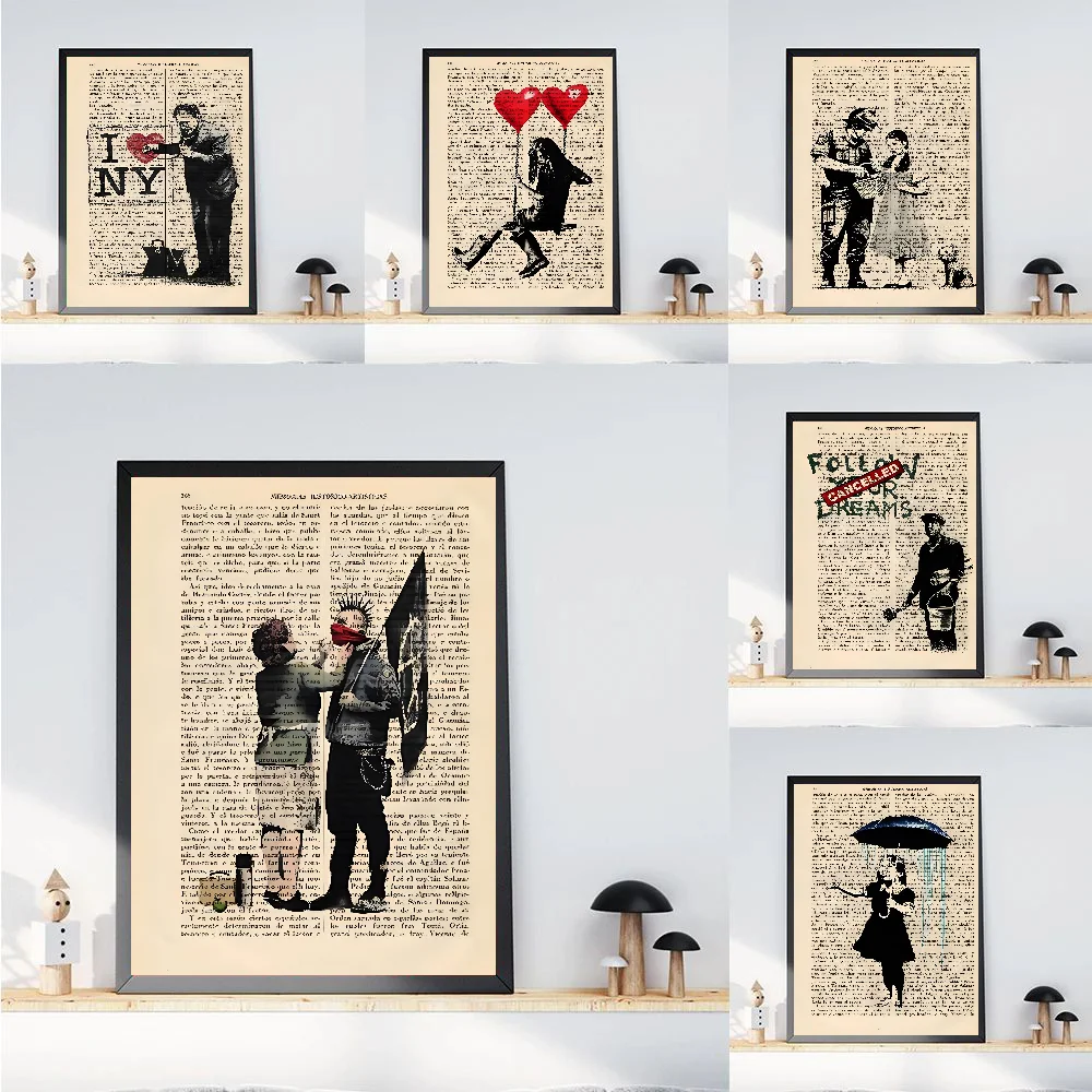 Pop Art B Banksy Abstract Graffiti Poster Paper Print Home Bedroom Entrance Bar Cafe Art Painting Decoration