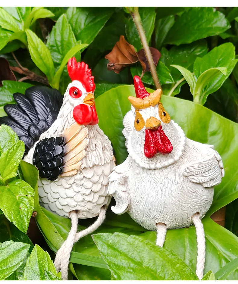 لطيف طوالة الدجاج الحلي في الهواء الطلق حديقة ديكور المنزل فناء الديكور حديقة تماثيل راتنج الهدايا
