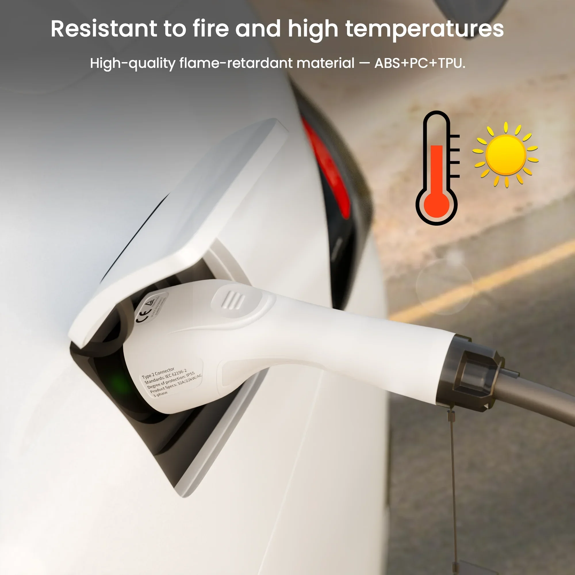 كابل FITMPH Type 2 EV، كابل شحن IEC62196-2 EV متصل بمحطة شحن EV وAC، 5 أمتار، 3P، 11kW، 16A، التوصيل والتشغيل #4