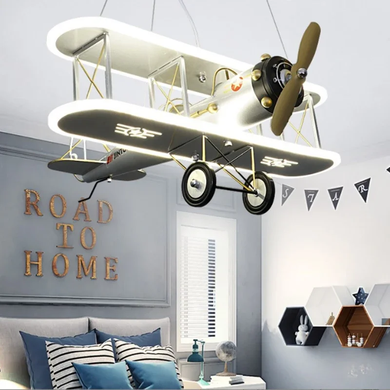 Creative Plane Ceiling Lamp Children\'s Bedroom Bedside Chandelier Light Living Room Corridor Household Decor Pendant Lamp