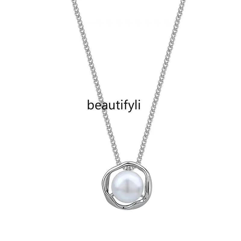 

999 Sterling Silver Pearl Necklace for Women Light Luxury Minority Valentine's Day Chinese Valentine's Day Gift for Girlfriend