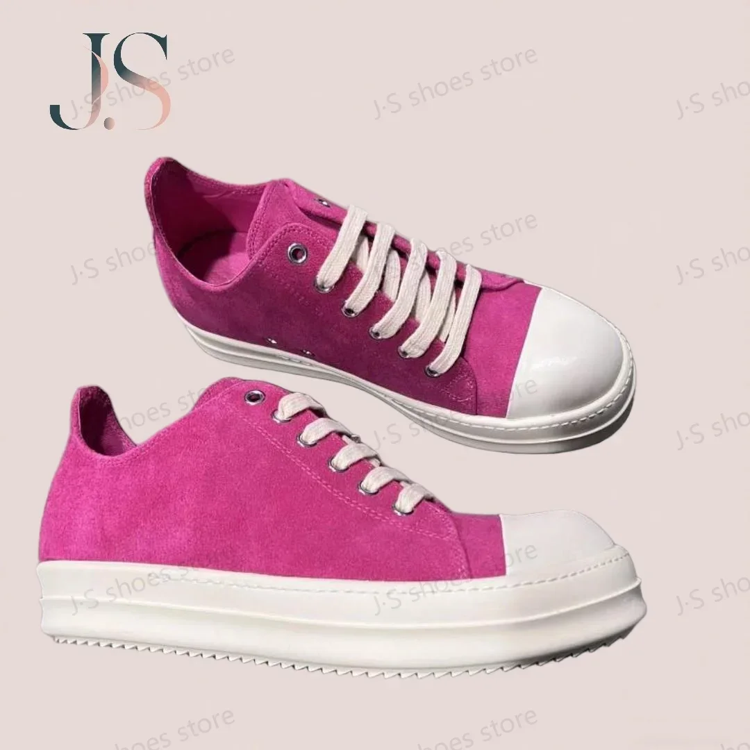 

Ro Designer Rose Pink Suede Low Top Shoe Luxury Pink Cowhide Men Sneaker Women Casual Shoes Cow Suede Retro Lace Up Sneakers