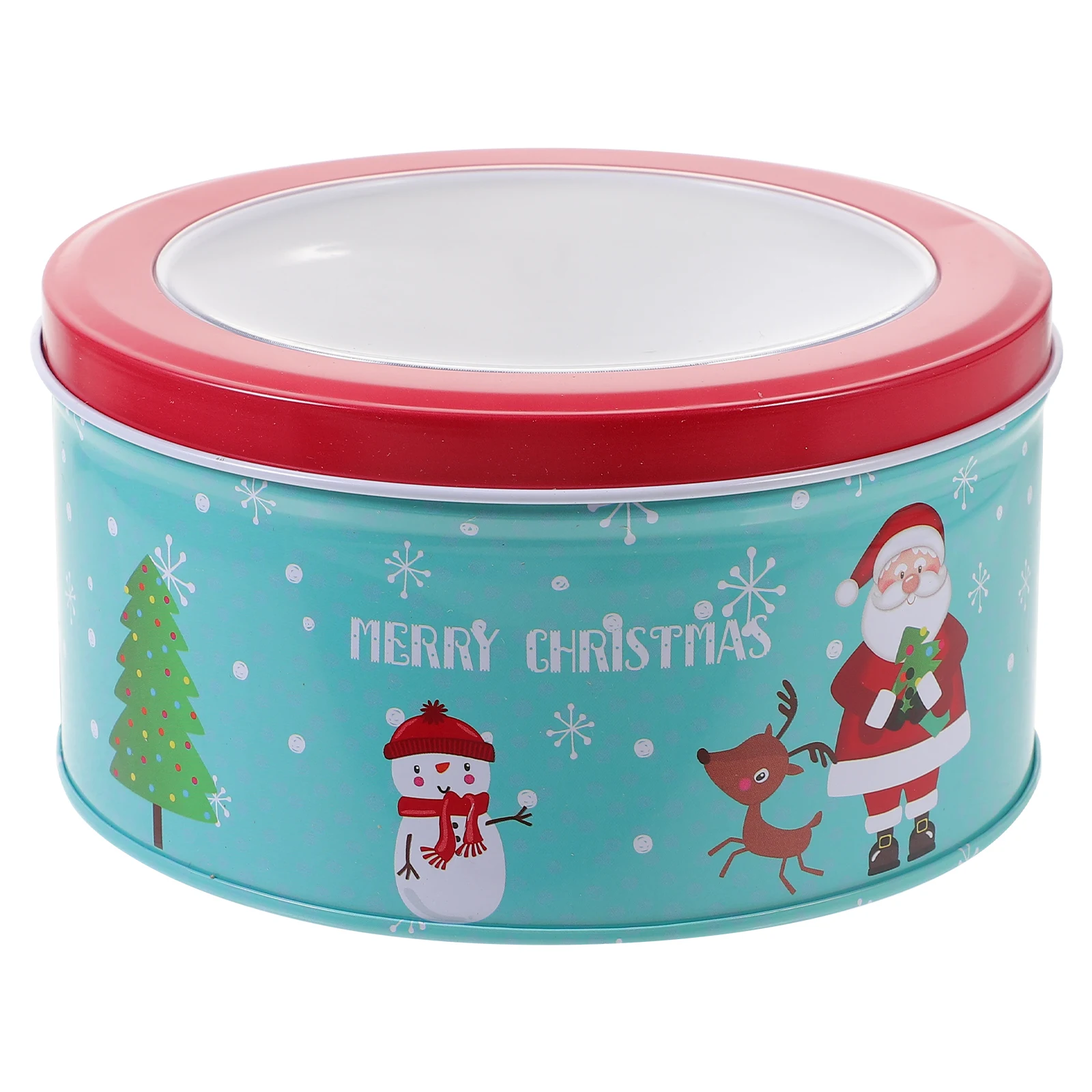 

Festive Christmas Candy Box Tinplate Storage Container for Sweets Biscuits Cookies Holiday Gift Packaging Xmas Tin Case with Lid