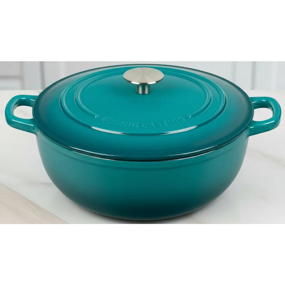 

5QT эмалированная чугунная голландская духовка с крышкой для выпечки хлеба, медленного приготовления пищи, семейных блюд