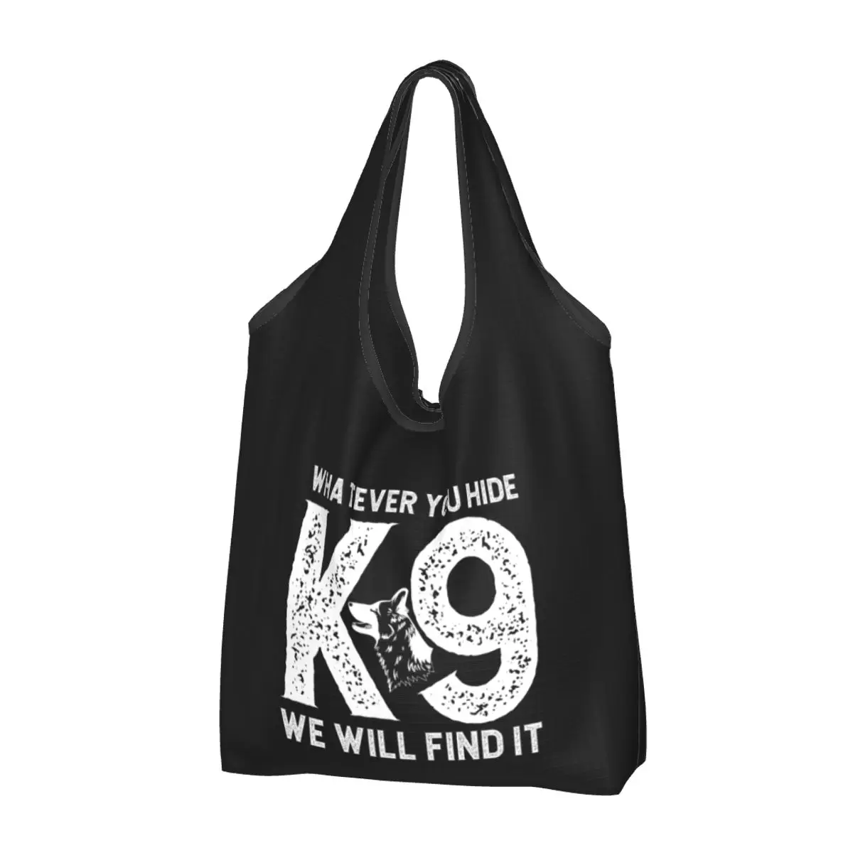 K9 Police Dog Manga Grocery Shopping Bags Custom Shopper Tote Shoulder Bags Large Capacity Portable Handbag