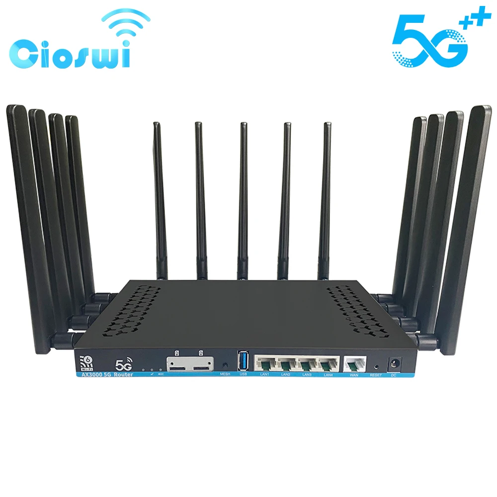 Wifi-6 5G Router Dual SIM Card Mesh 3000Mbps Openwrt DDR4 1GB 4 Gigabit LAN USB3.0 MU-MIMO 12 Antenna AX3000 WiFi Router