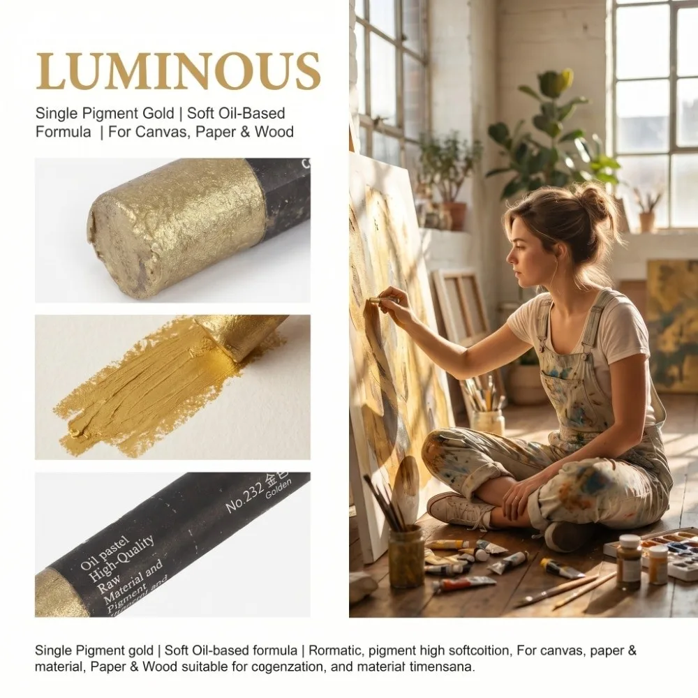 6PCS 2.67×0.43 in Solid Tone Oil Pastel Oil Based Formula Soft Textured Rich Hue Pastel Set Rich Pigment Laydown Smooth Layering