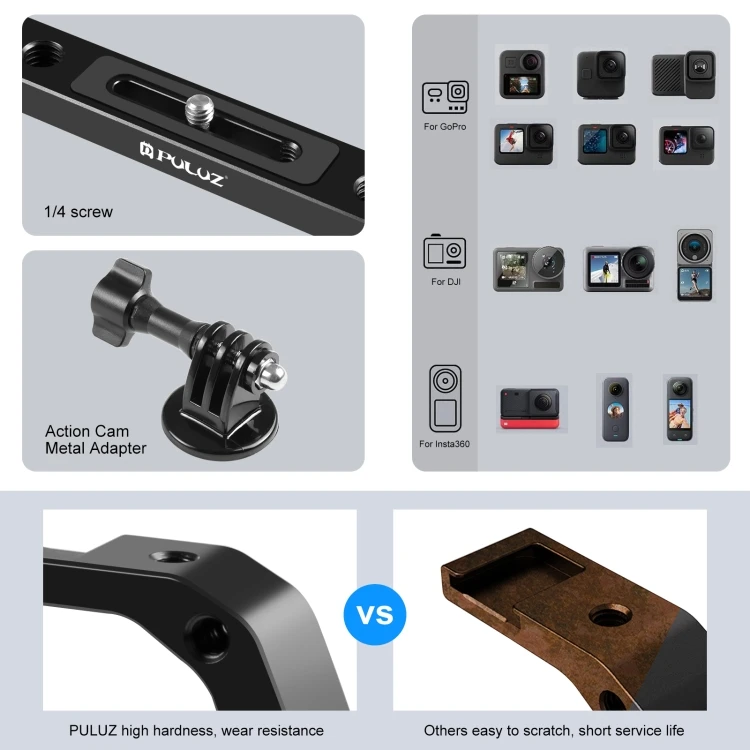 PULUZ Dual Silicone Handles Aluminium Alloy Underwater Diving Rig Other Action Cameras