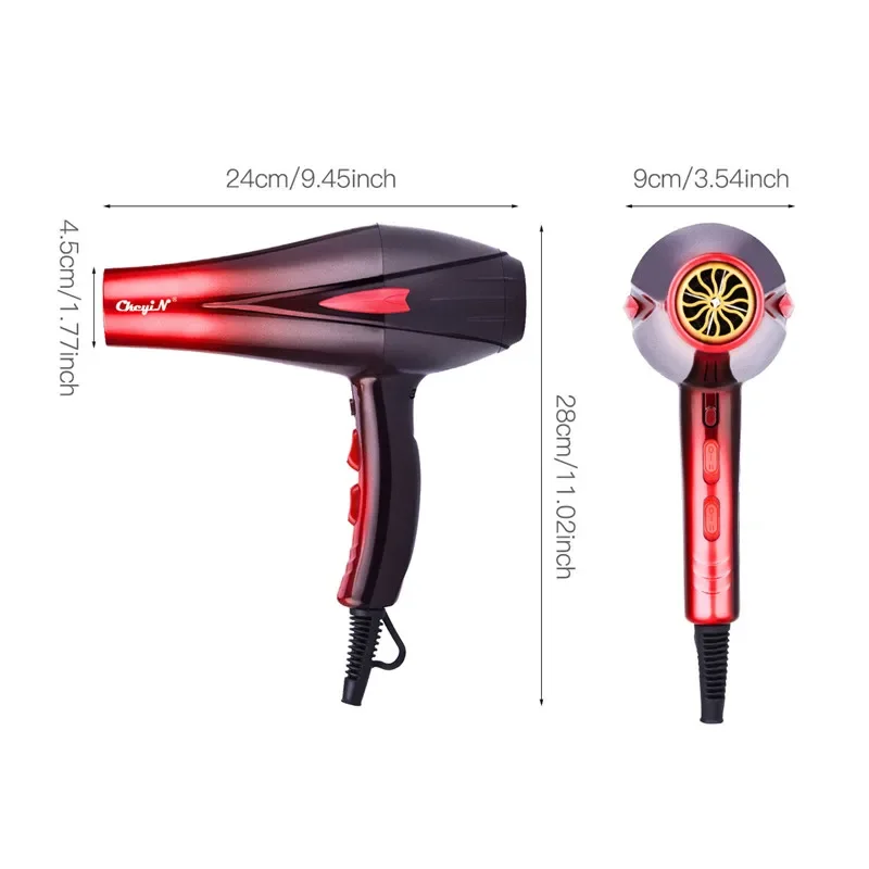 CkeyiN 4000W Professional Hair Dryer with Hot/Cold Adjustment, Fast Styling, Two Nozzles