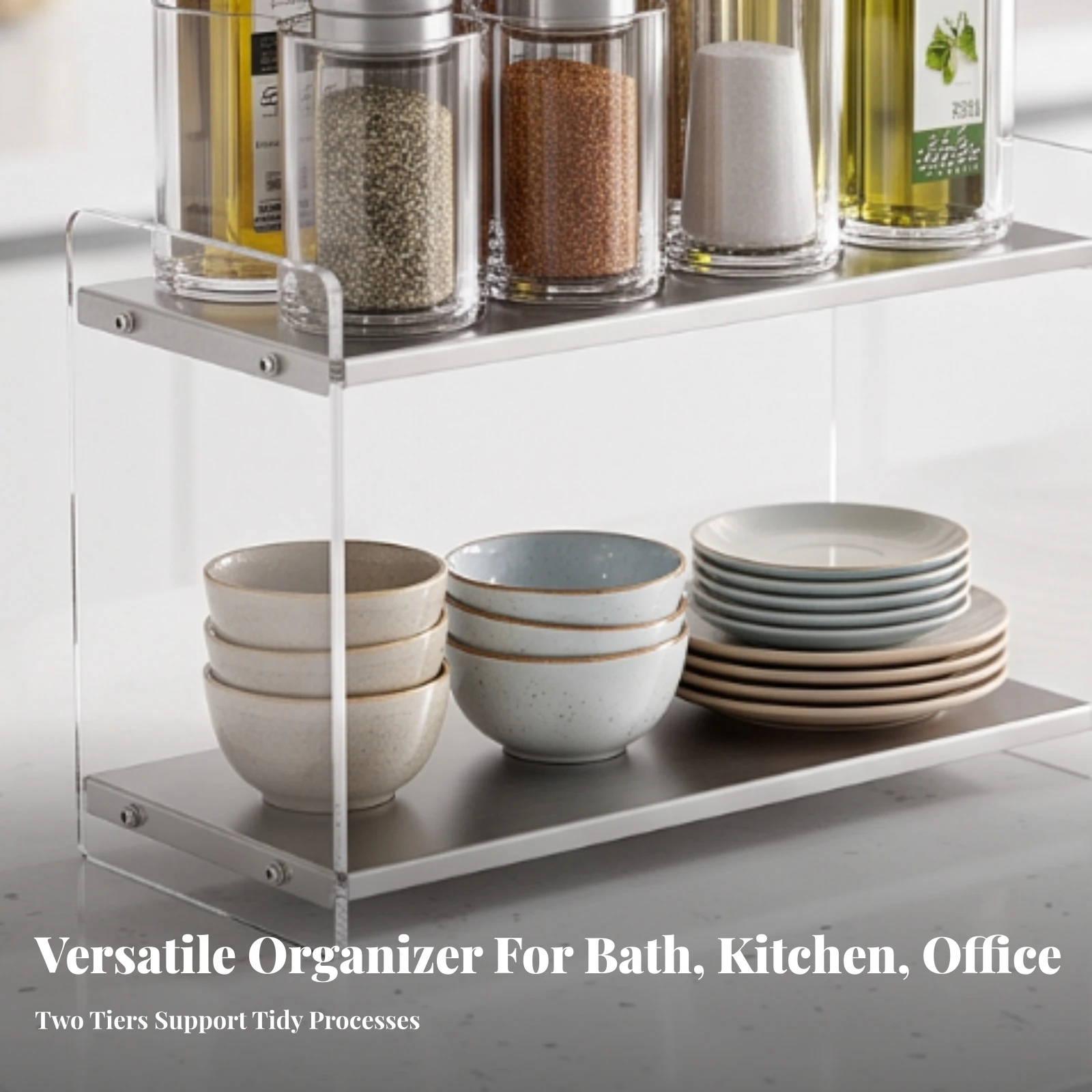 Desktop Storage Rack Smudge-resistantResistant Tabletop Storage Rack Tabletop Shelf with Acrylic Panels Compact Organizer