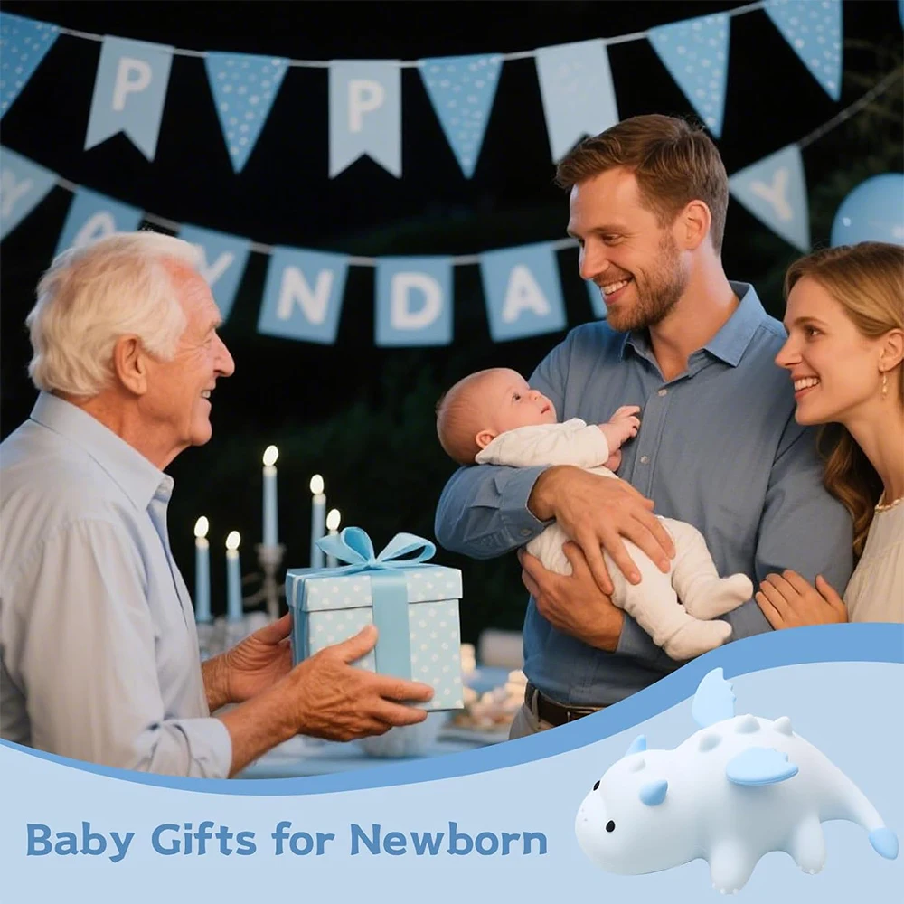 Cute Baby Dragon Night Light For Kids Soft Silicone Nursery Sleeping Lamp 3 Level Dimmable Changing Rechargeable Beside Lamp