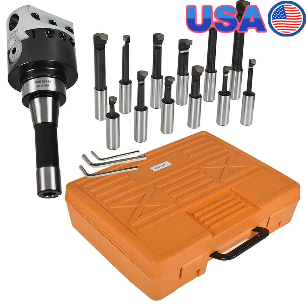 12Pcs Set 3 Boring Head R8 Shank Carbide Bar Bridgeport Milling Liberty Design Graduations Accuracy Smooth Operation Kit