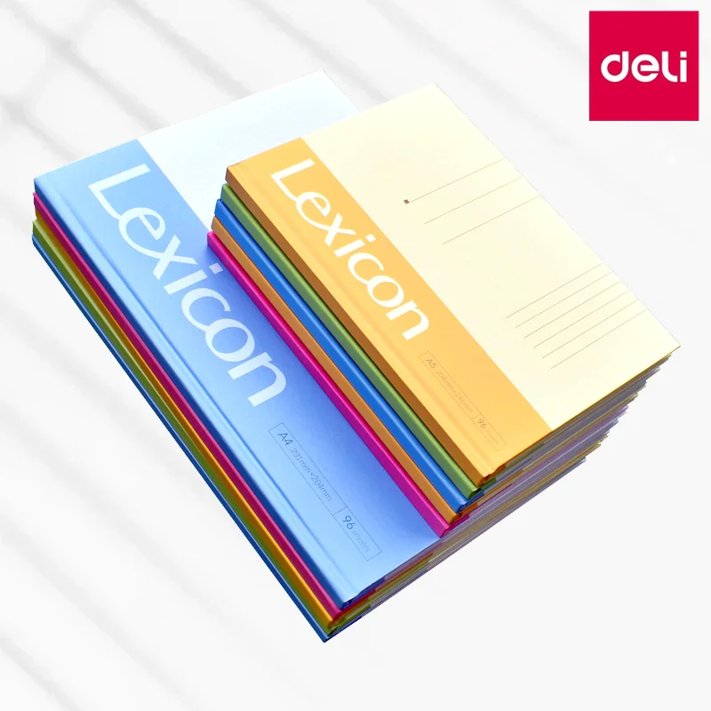 Deli 3281/3284 Hard Copy Notebook - A4/A5 Size 96 Sheets Inner Colorful Hard Cover Note Book for Office And School Supplies