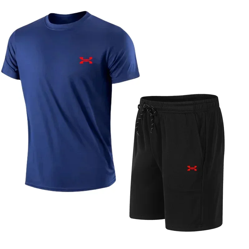 Camiseta de manga corta para hombre, traje deportivo, goal, nuevo conjunto de 2 piezas, traje deportivo informal transpirable de secado rápido de alta calidad, Verano