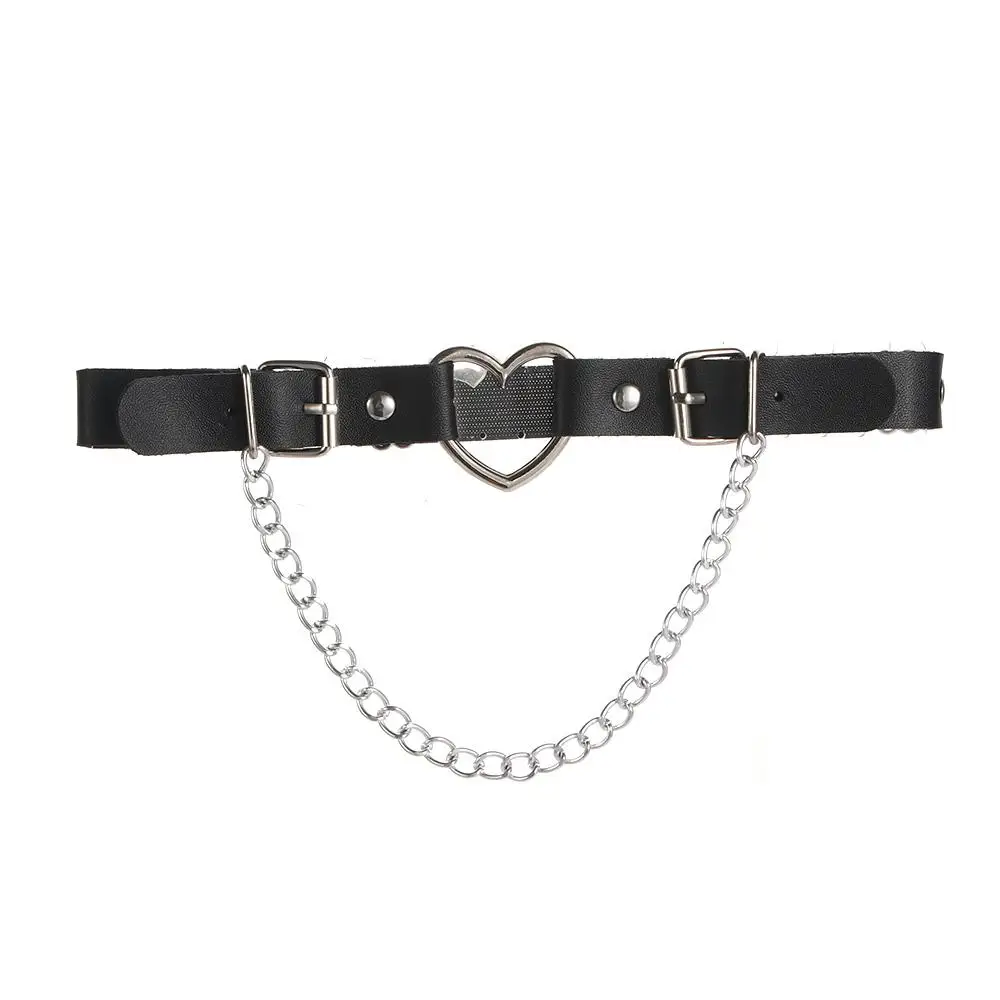 Hip hop Adjustable Chain Leg Garter Belt Punk Leg Harness Heart Garter Belt Women Suspenders Fashion Accessories PU Leather