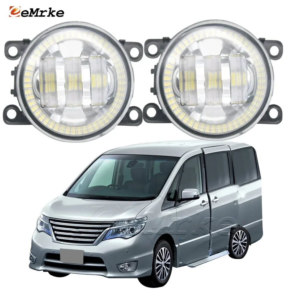 LED Car Fog Lights Assembly + Angel Eye DRL Aperture for Nissan Serena Highway Star C26 S-Hybrid Post-facelift 2014 2015 2016