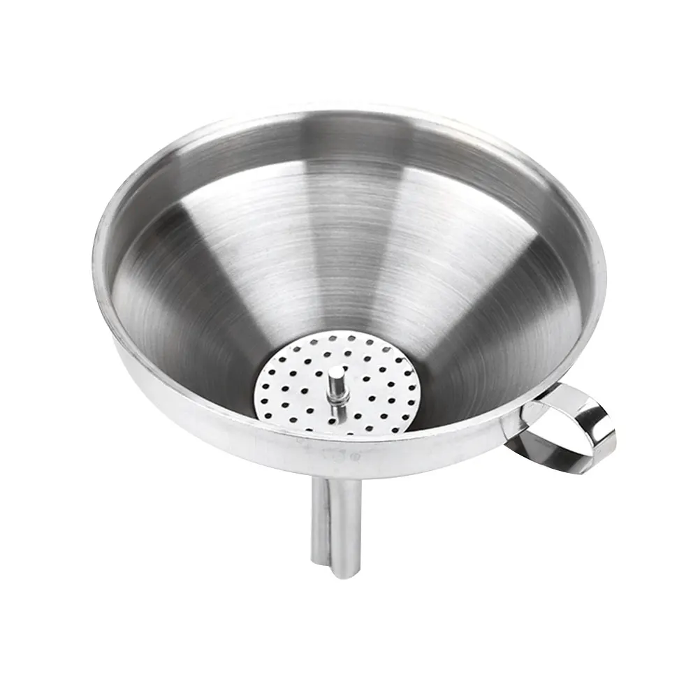 

Stainless Steel Kitchen Cooking Oil Soy Sauce Transfer Tool Detachable Strainer Wall Mountable Liquid Powder Filtering Tool For