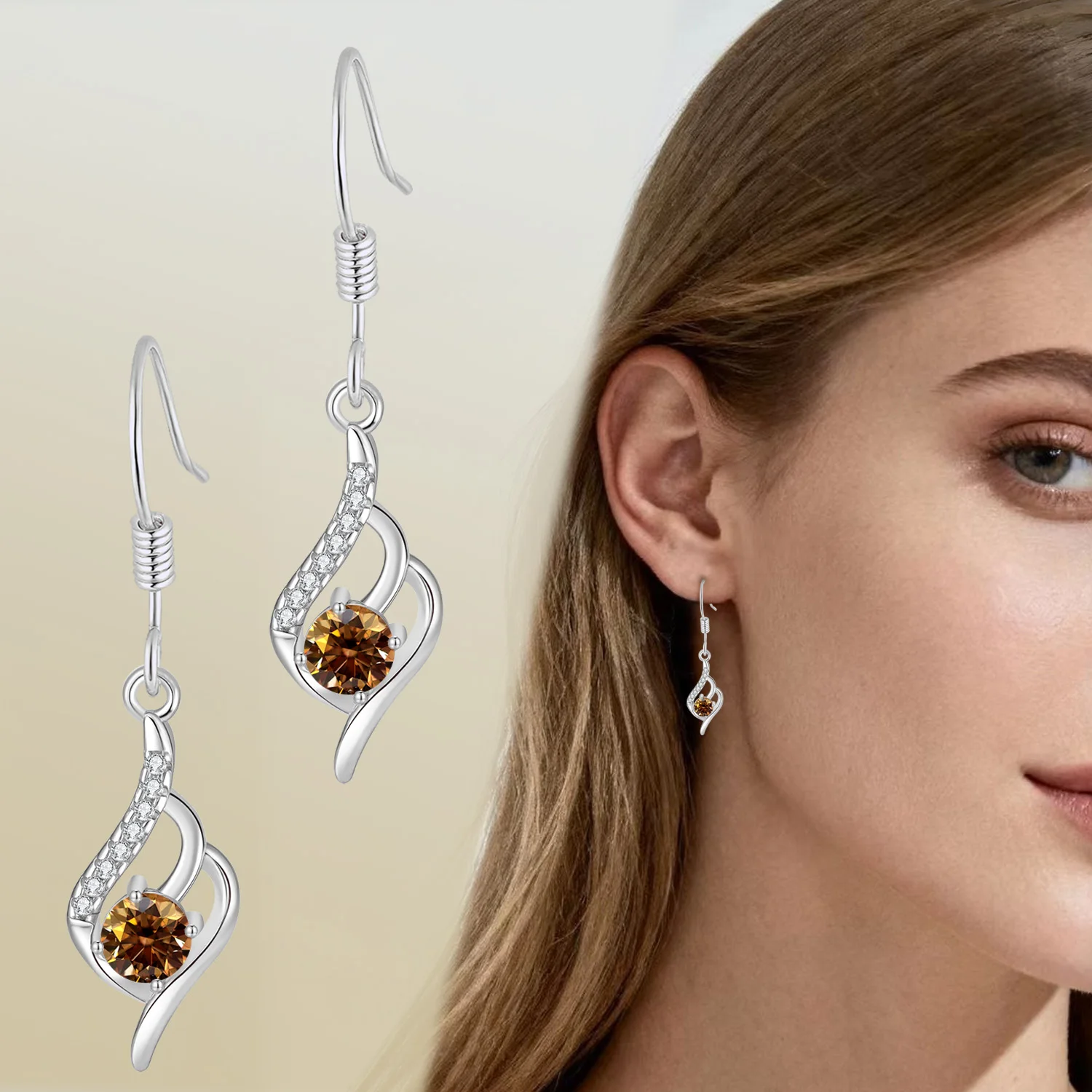 

LAMVOICE 1 carat moissanite earrings, S925 sterling silver, valentine’s Day, gift for daughter, designer item high quality