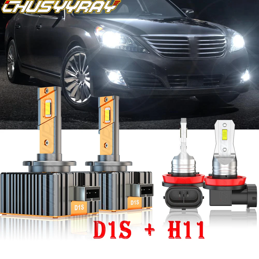 

CHUSYYRAY Compatible For Hyundai Equus 2011-2013 D1S H11 LED Headlight HID High/Low Beam Fog LED Light 4x Bulb Car accsesories