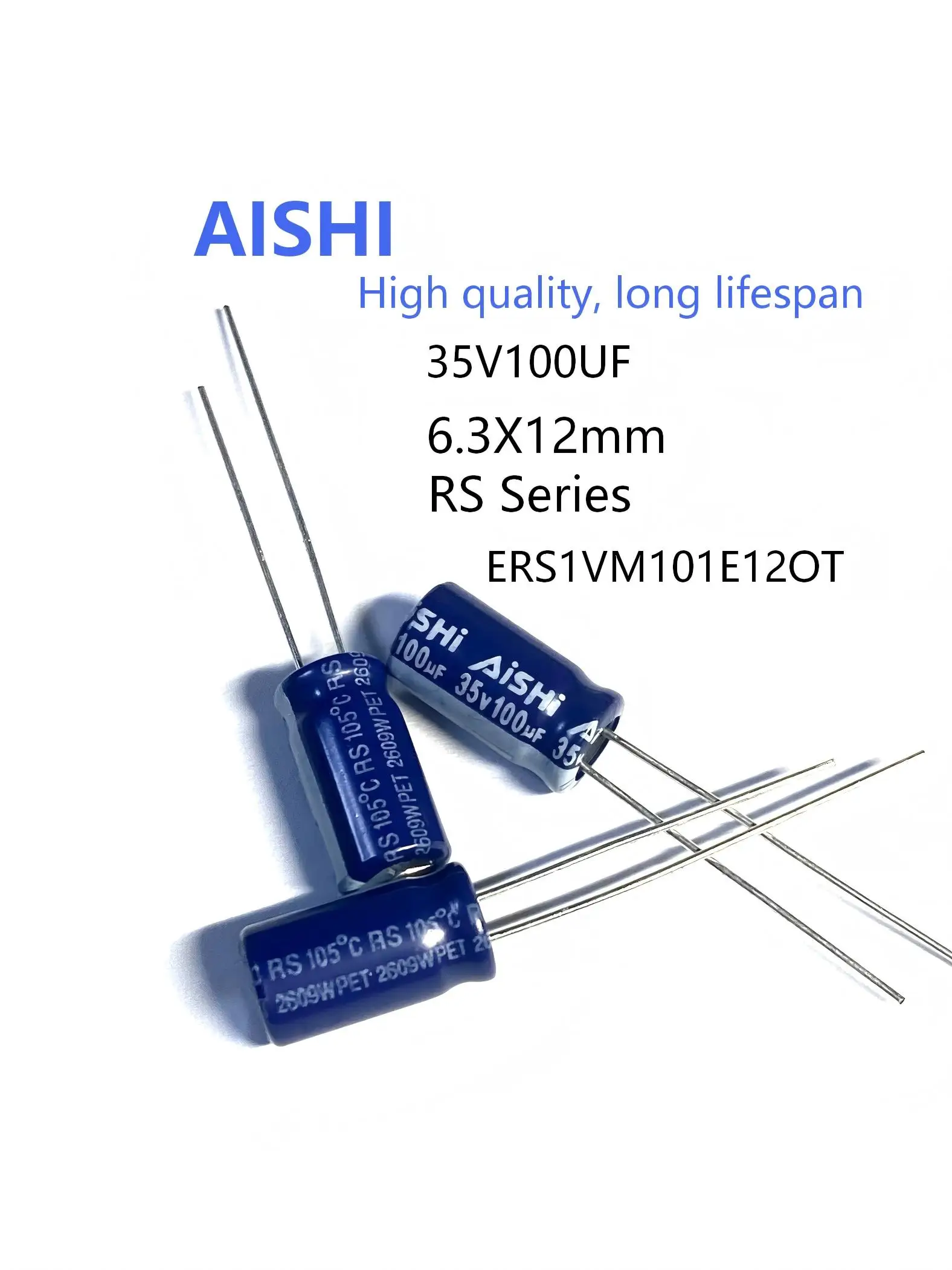 20PCS Aishi Capacitor 35V100UF ±20% High-Frequency Low Resistance Aluminum Capacitor 100uf35v 6.3X12mm long life
