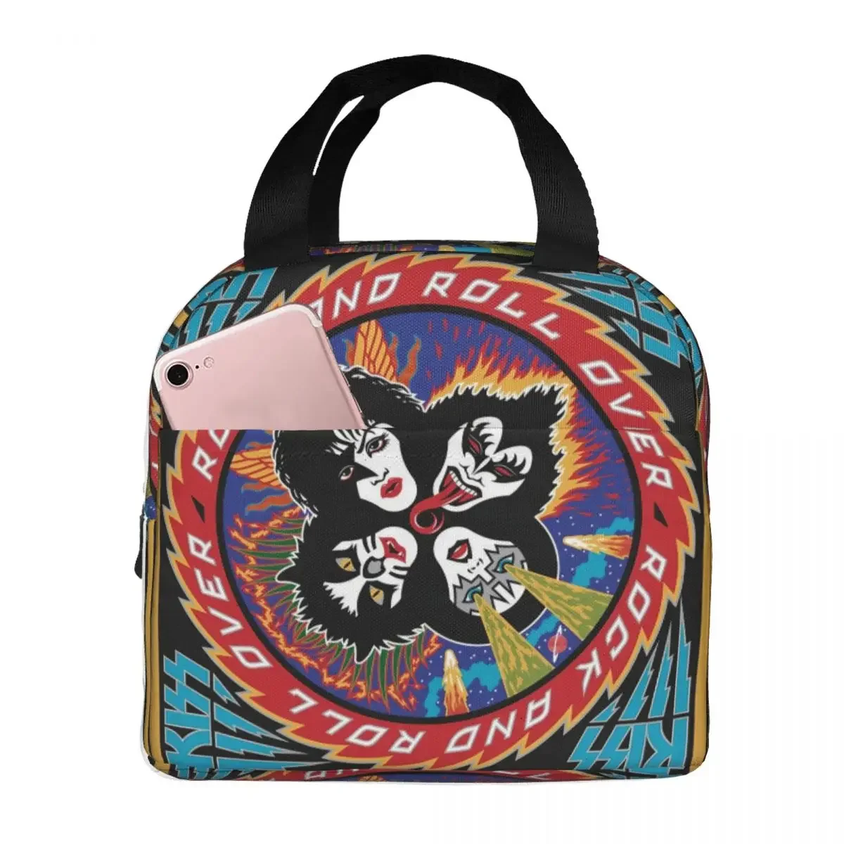 Rock Band Heavy Metal Insulated Lunch Bag Thermal Bag Reusable Kiss Large Tote Lunch Box Food Handbags Beach Travel