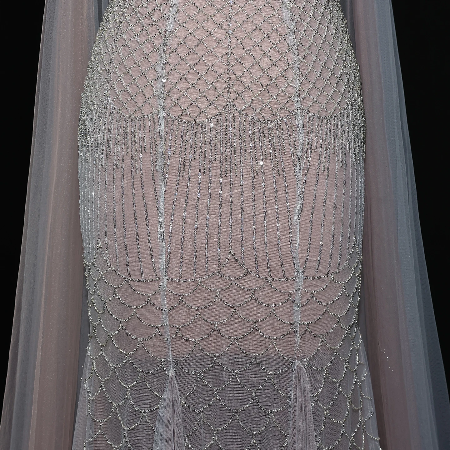 Sharon Said Elegant Beaded Lotus Pink Mermaid Evening Gown with Sheer Cape Choker for Women Wedding Party Dress SS509 Customized image 5