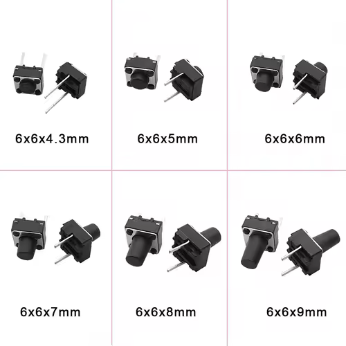 20/50/100Pcs Micro Tactile Switch Momentary Tact DIP Switch 2Pin 6 x 6mm Micro Touch Push Button Switch High 5mm 6mm 7mm 8mm 9mm - Image 5