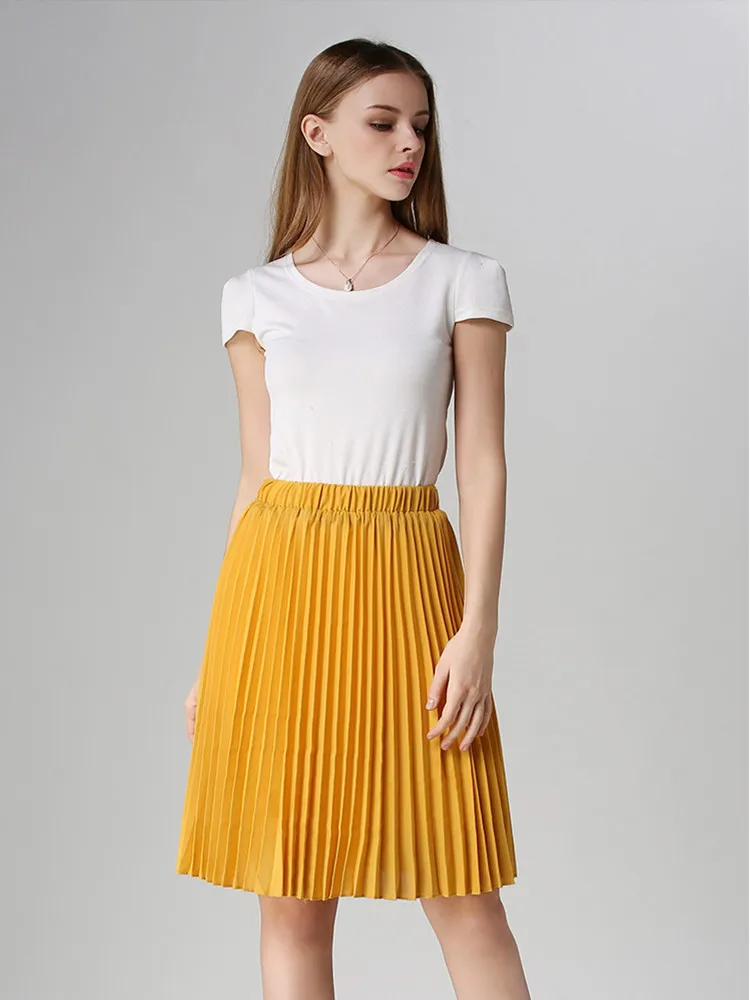 Women Chiffon Pleated Skirt Vintage High Waist Tutu Skirts Womens Saia Midi Rokken 2022Summer Style Jupe Femme Skirt