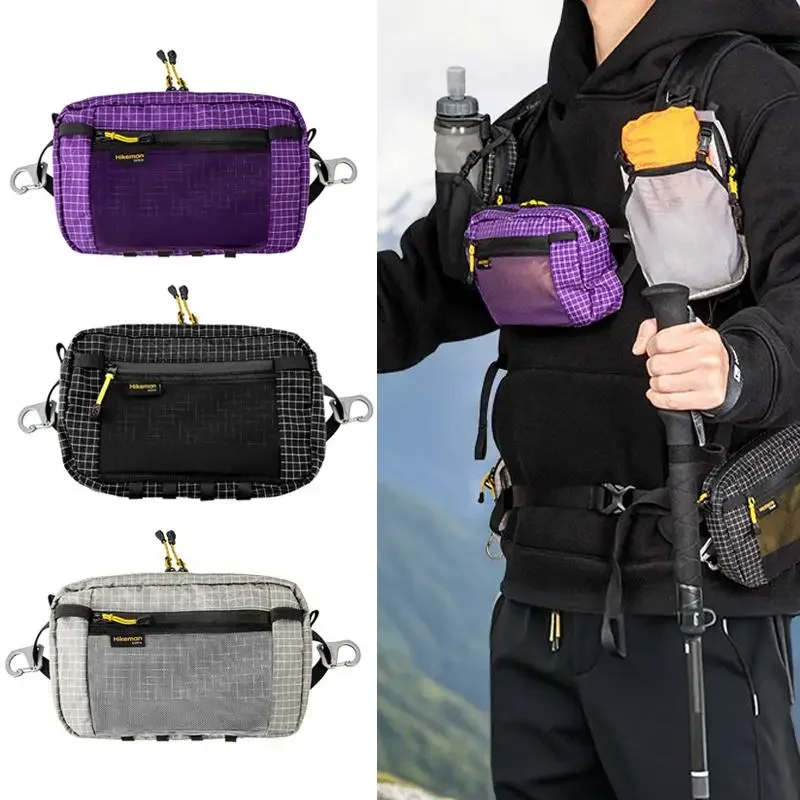 

Нейлоновая сетка на талии, водонепроницаемый карман с несколькими карманами, карман для телефона и быстрорегулируемый ремешок для езды на велосипеде, бега, пешего туризма, кемпинга