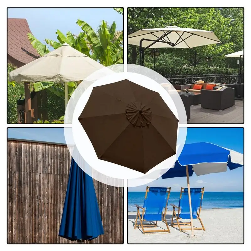 Parasol avec surface de parapluie sans support, 8 os, 2m, rédivision, gril, protection UV, poignées amovibles pour jardin extérieur, plage