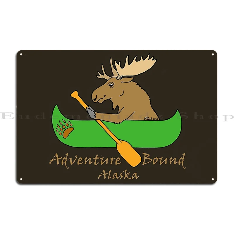 Adventure Bound Moose Metal Plaque Living Room Club Iron Bar Printing Tin Sign Poster