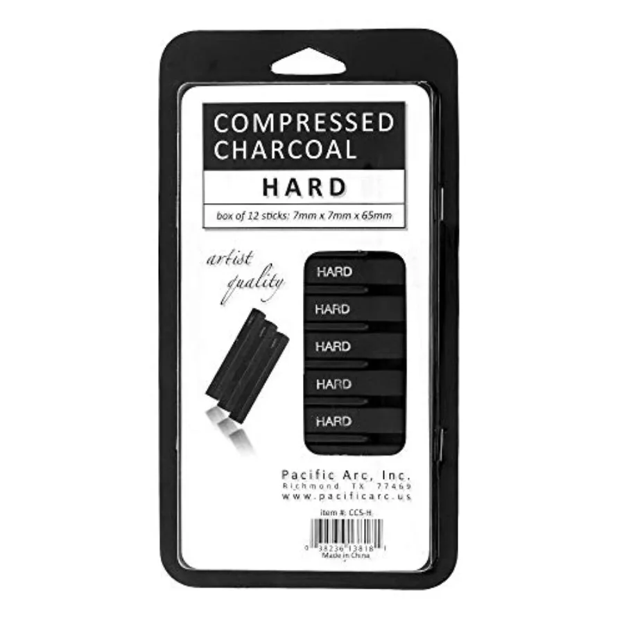 Compressed Charcoal Sticks Hard 12 Pack for Drawing, Sketching, and Shading