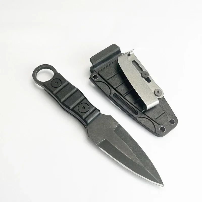 Outdoor Portable Straight Blade Stainless Steel Blade with Blade Cover and Back Clip Travel Camping Tool