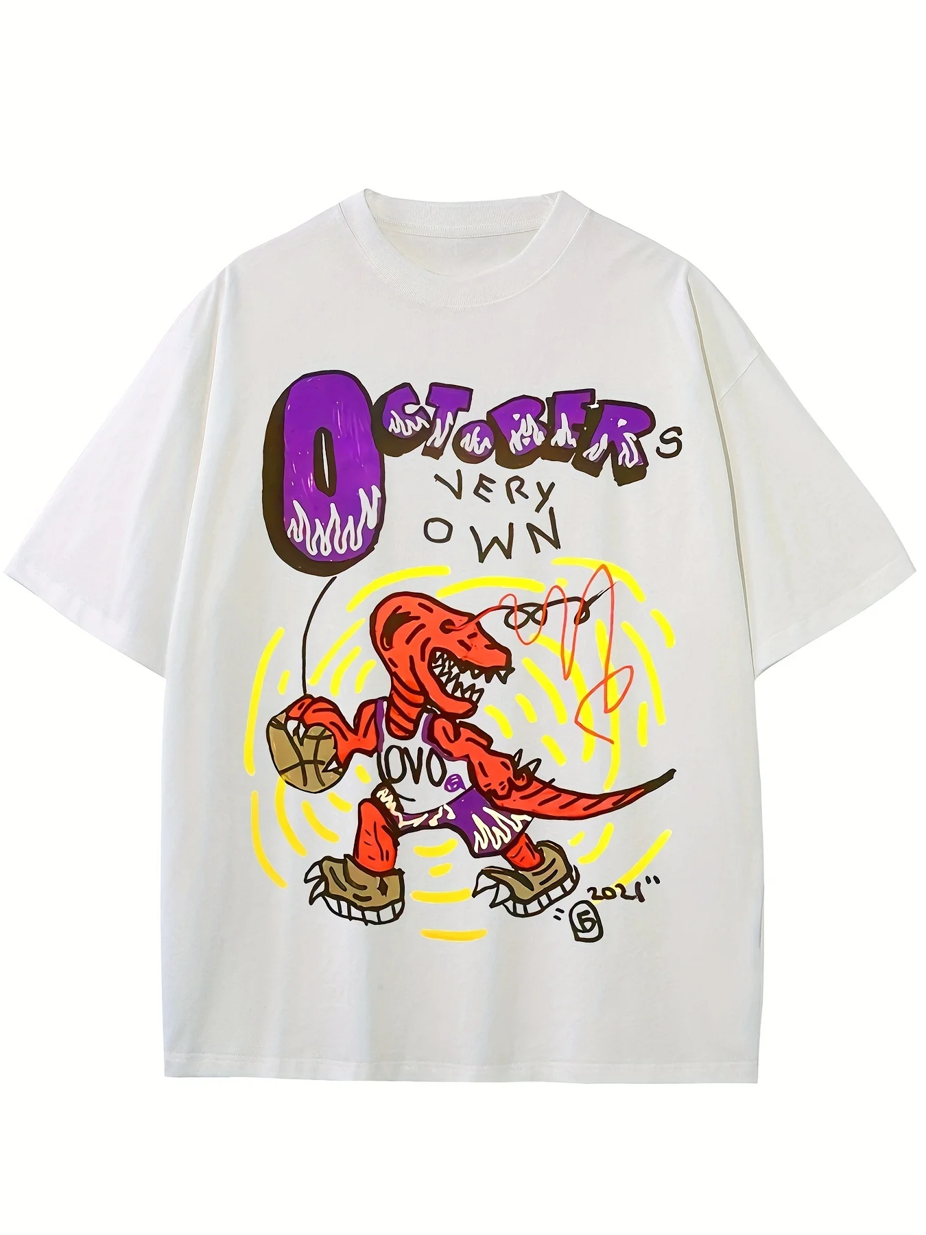 Basketball Team Dinosaur Round Neck T-shirts, Causal Cotton Tees, Short Sleeves Tops, Men's Summer Clothing