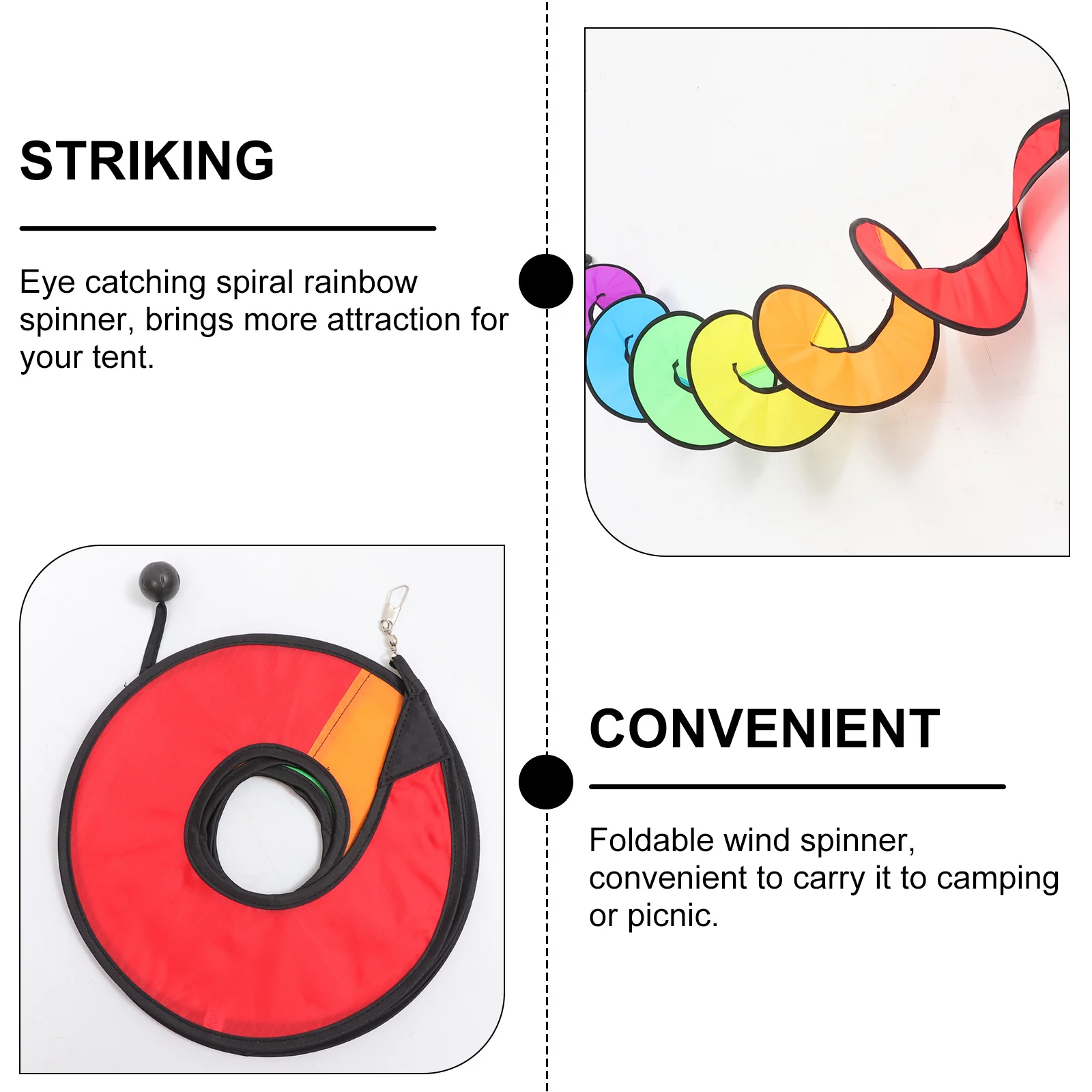 

3Pcs Eye Catching Spiral Foldable Windmill Tent Garden Outdoor Lawn Decor for Festivals Picnics