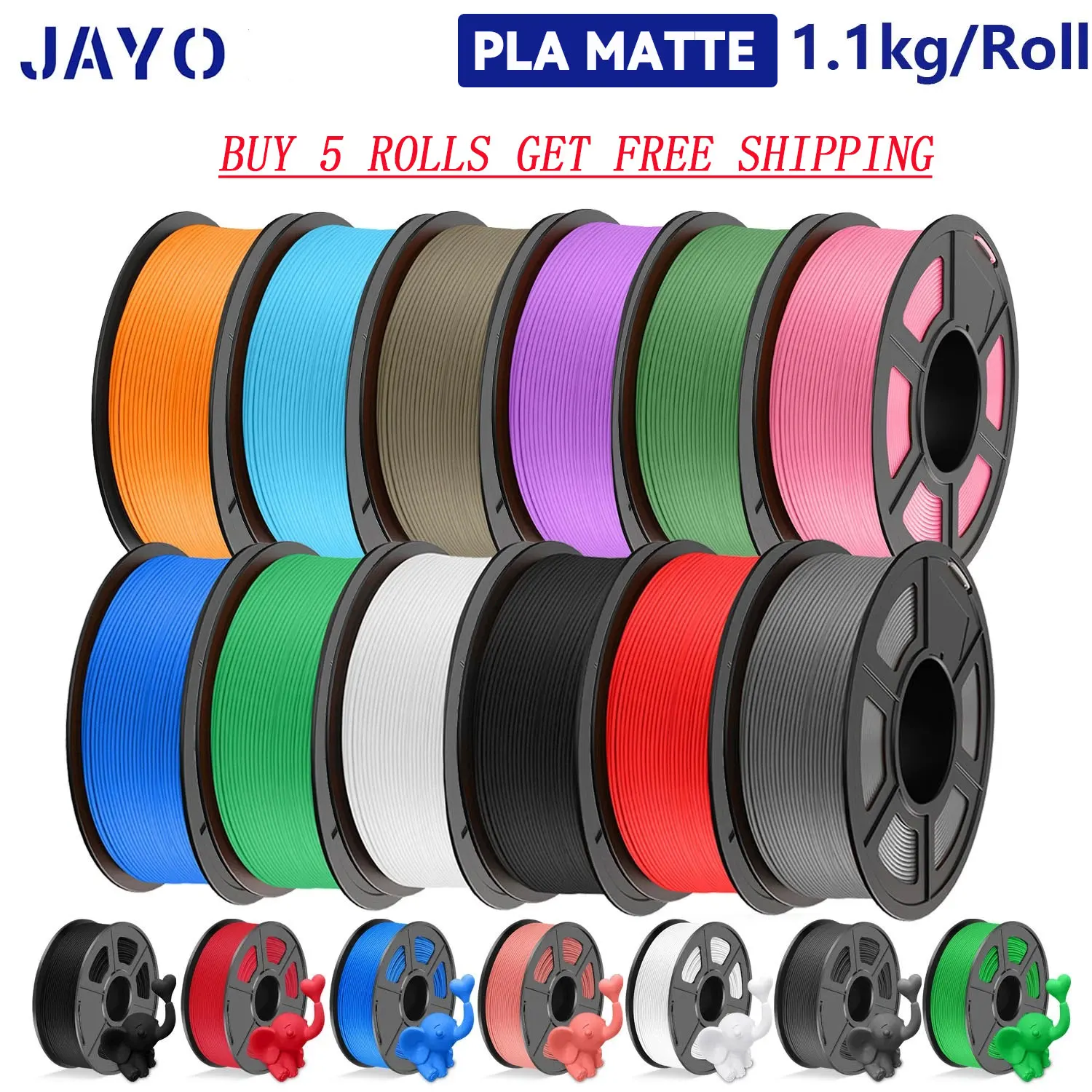 JAYO 1100G 3D PLA Matte Printer Filament 1.75mm Neatly Wound PLA Filament with Matte Finish Print with 99% FDM 3D Printer &Pen