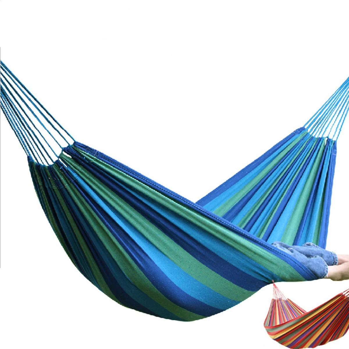 

280x80cm Outdoor Hammock Canvas Stripe Portable Outdoor Leisure Single Person Camping Travel Backpacking Garden Swing