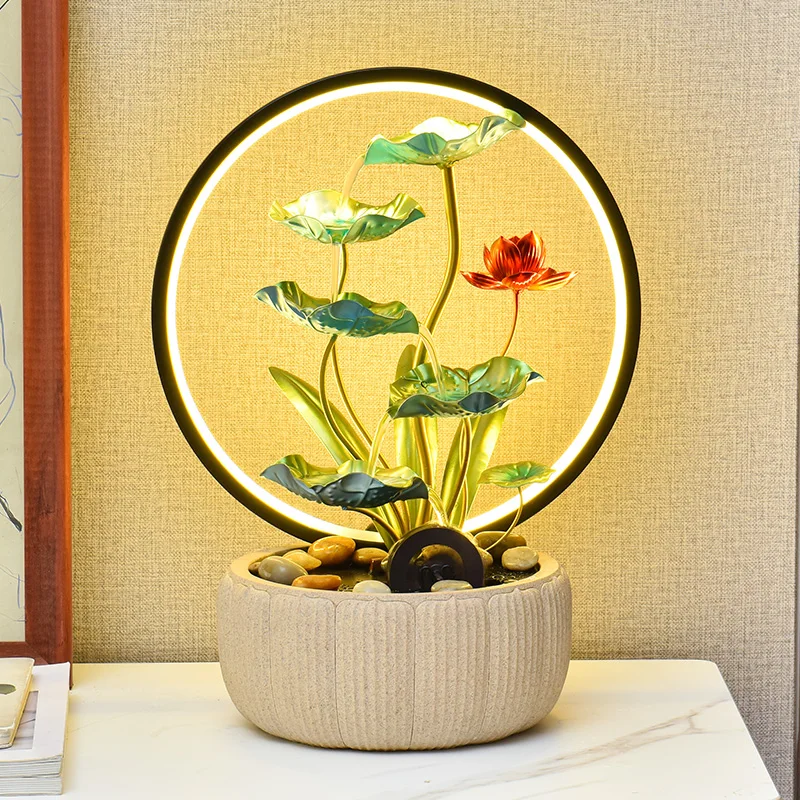 Feng Shui wheel, flowing water generates wealth, circulating water ornaments decorate the living room, entrance landscape