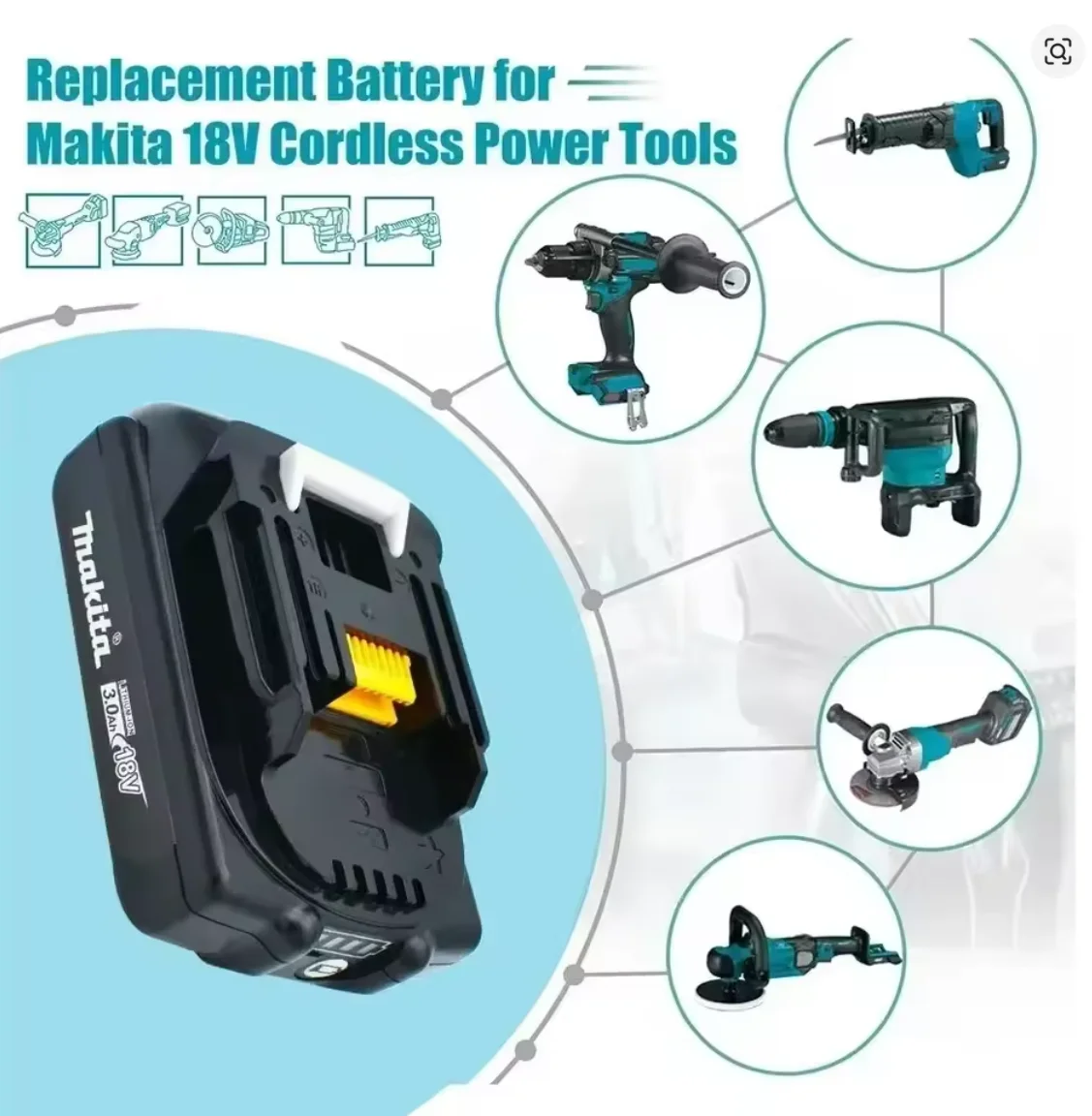 

Makita 100% Original 18V 3Ah 3000mah Makita Battery BL1830B BL1850B BL1850 BL1840 BL1860 BL1815 Replacement Lithium Battery